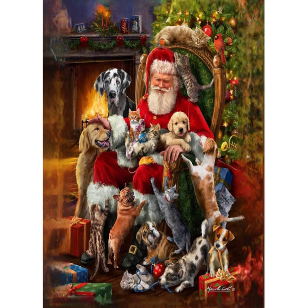 Ingooood Jigsaw Puzzle 1000 Pieces- Santa Claus with Pets - Entertainment Toys for Adult Special Graduation or Birthday Gift Home Decor