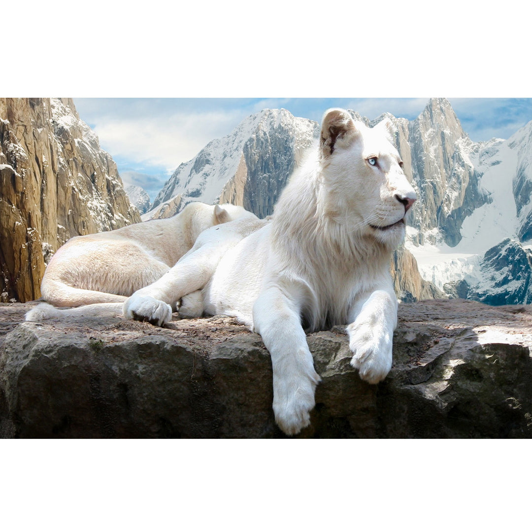 Ingooood Jigsaw Puzzle 1000 Pieces- The Lion on the Snowy Mountains -