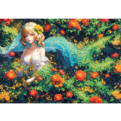 Ingooood Jigsaw Puzzle 1000 Pieces- Girl with flowers - Entertainment Toys for Adult Special Graduation or Birthday Gift Home Decor - Ingooood jigsaw puzzle 1000 piece