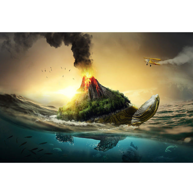 Ingooood Wooden Jigsaw Puzzle 1000 Piece - Volcano on a sea turtle - Ingooood jigsaw puzzle 1000 piece